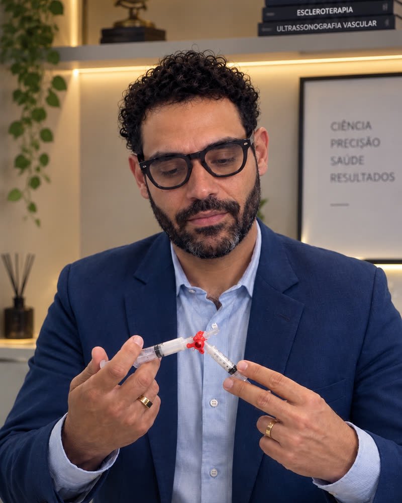Dr. Jonatas Carvalho preparando a espuma do método no consultório
